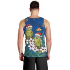New Zealand Kakapo Christmas Men Tank Top Owl Parrot Santa Sliver Fern Manuka - Blue - Aussie Hoodie