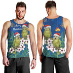 New Zealand Kakapo Christmas Men Tank Top Owl Parrot Santa Sliver Fern Manuka - Blue - Aussie Hoodie