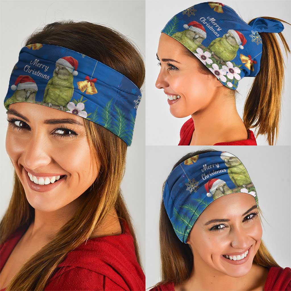 New Zealand Kakapo Christmas Neck Gaiter Owl Parrot Santa Sliver Fern Manuka - Blue - Aussie Hoodie