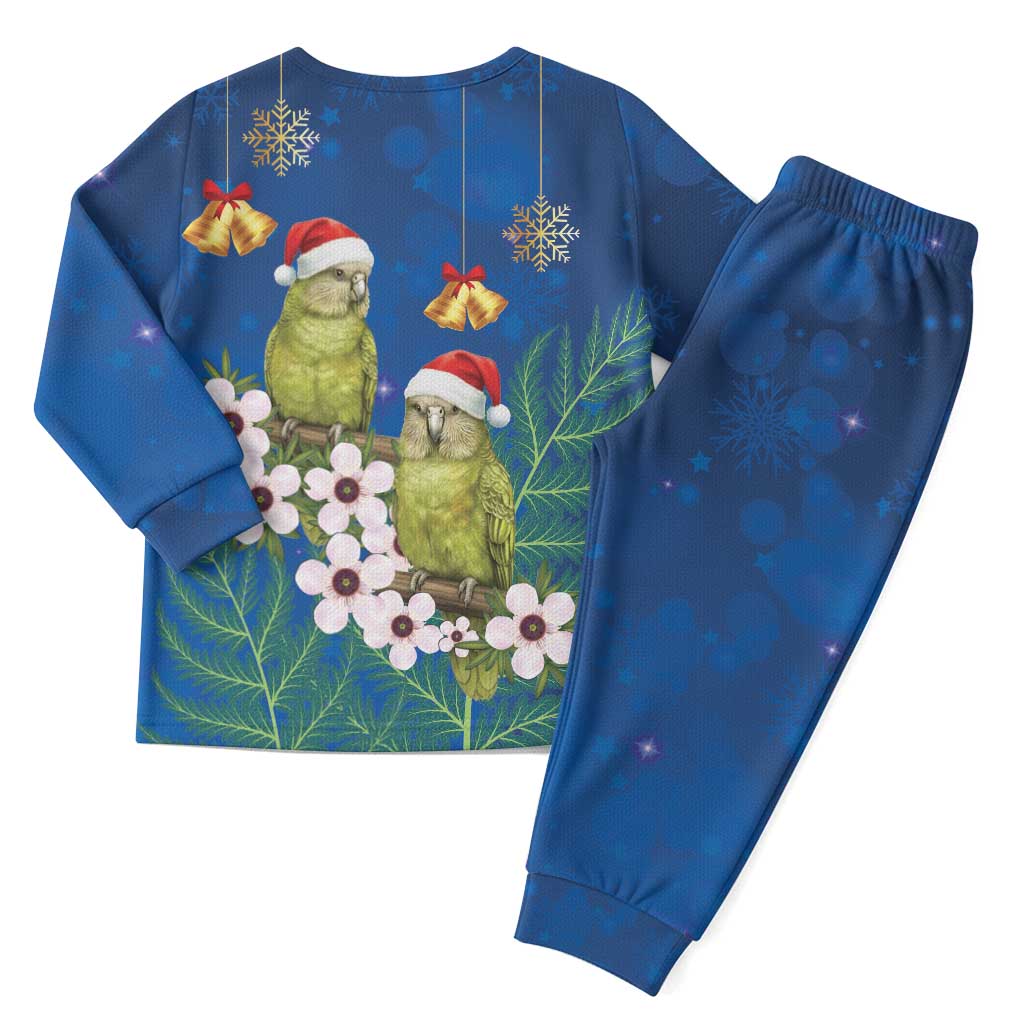 New Zealand Kakapo Christmas Pajama Set Owl Parrot Santa Sliver Fern Manuka - Blue - Aussie Hoodie