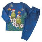 New Zealand Kakapo Christmas Pajama Set Owl Parrot Santa Sliver Fern Manuka - Blue - Aussie Hoodie