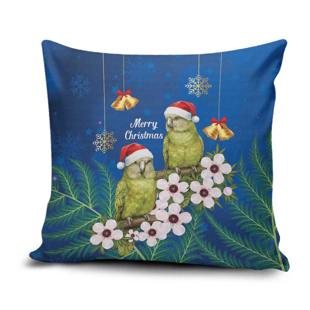 New Zealand Kakapo Christmas Pillow Cover Owl Parrot Santa Sliver Fern Manuka - Blue - Aussie Hoodie