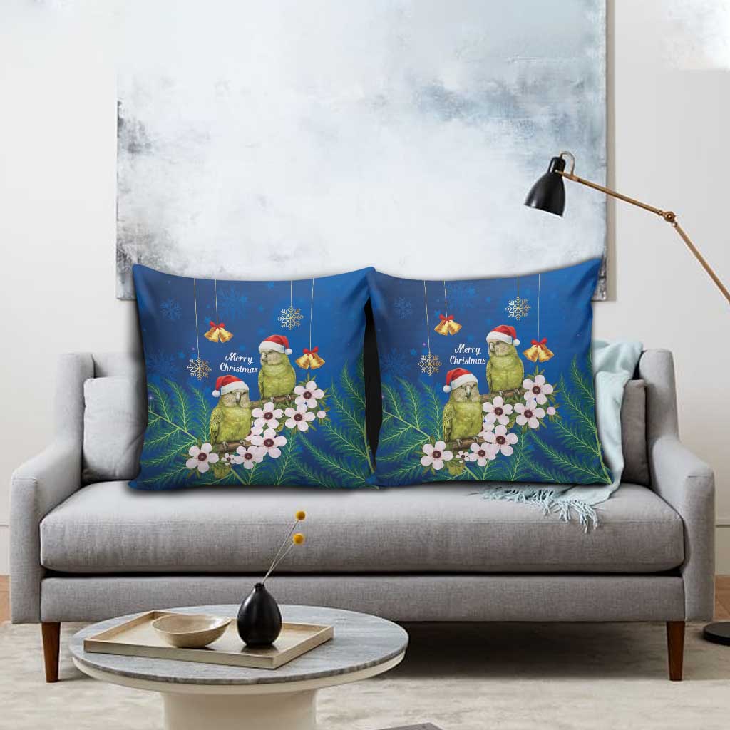 New Zealand Kakapo Christmas Pillow Cover Owl Parrot Santa Sliver Fern Manuka - Blue - Aussie Hoodie