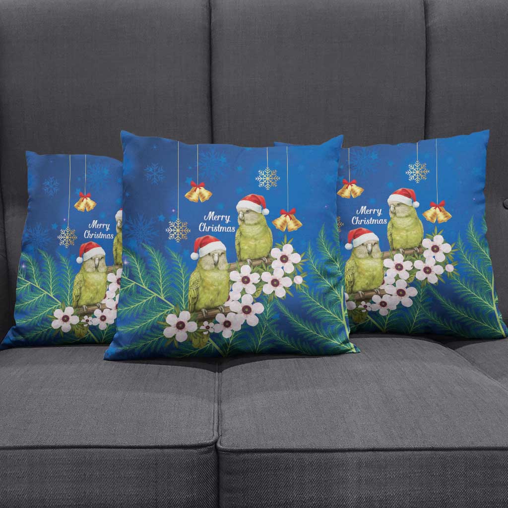 New Zealand Kakapo Christmas Pillow Cover Owl Parrot Santa Sliver Fern Manuka - Blue - Aussie Hoodie
