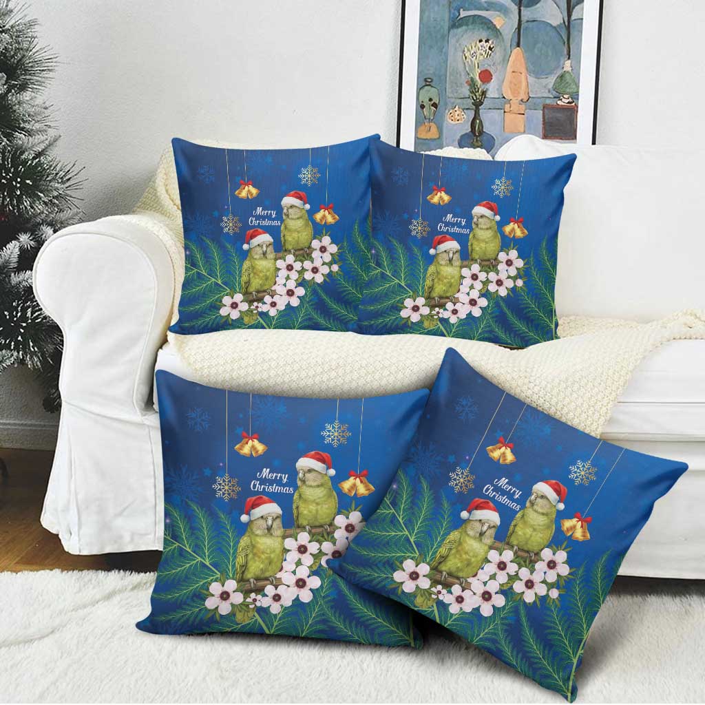 New Zealand Kakapo Christmas Pillow Cover Owl Parrot Santa Sliver Fern Manuka - Blue - Aussie Hoodie
