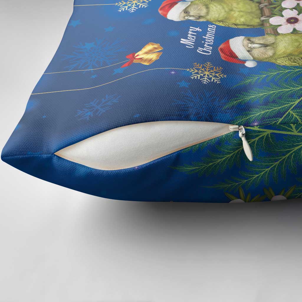 New Zealand Kakapo Christmas Pillow Cover Owl Parrot Santa Sliver Fern Manuka - Blue - Aussie Hoodie