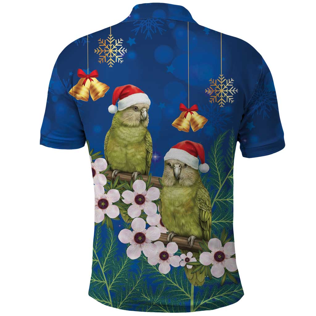 New Zealand Kakapo Christmas Polo Shirt Owl Parrot Santa Sliver Fern Manuka - Blue - Aussie Hoodie