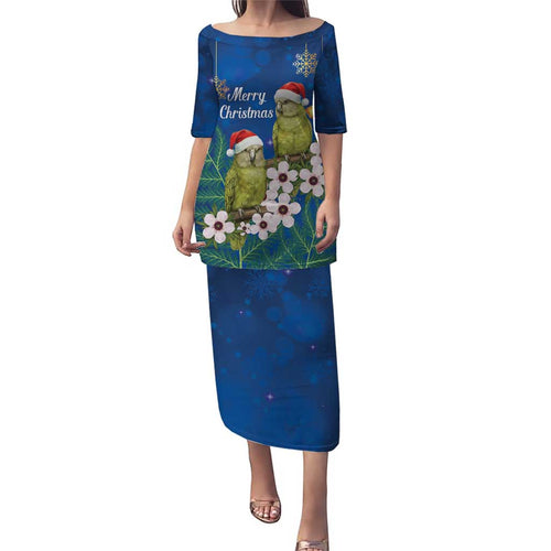 New Zealand Kakapo Christmas Puletasi Owl Parrot Santa Sliver Fern Manuka - Blue - Aussie Hoodie