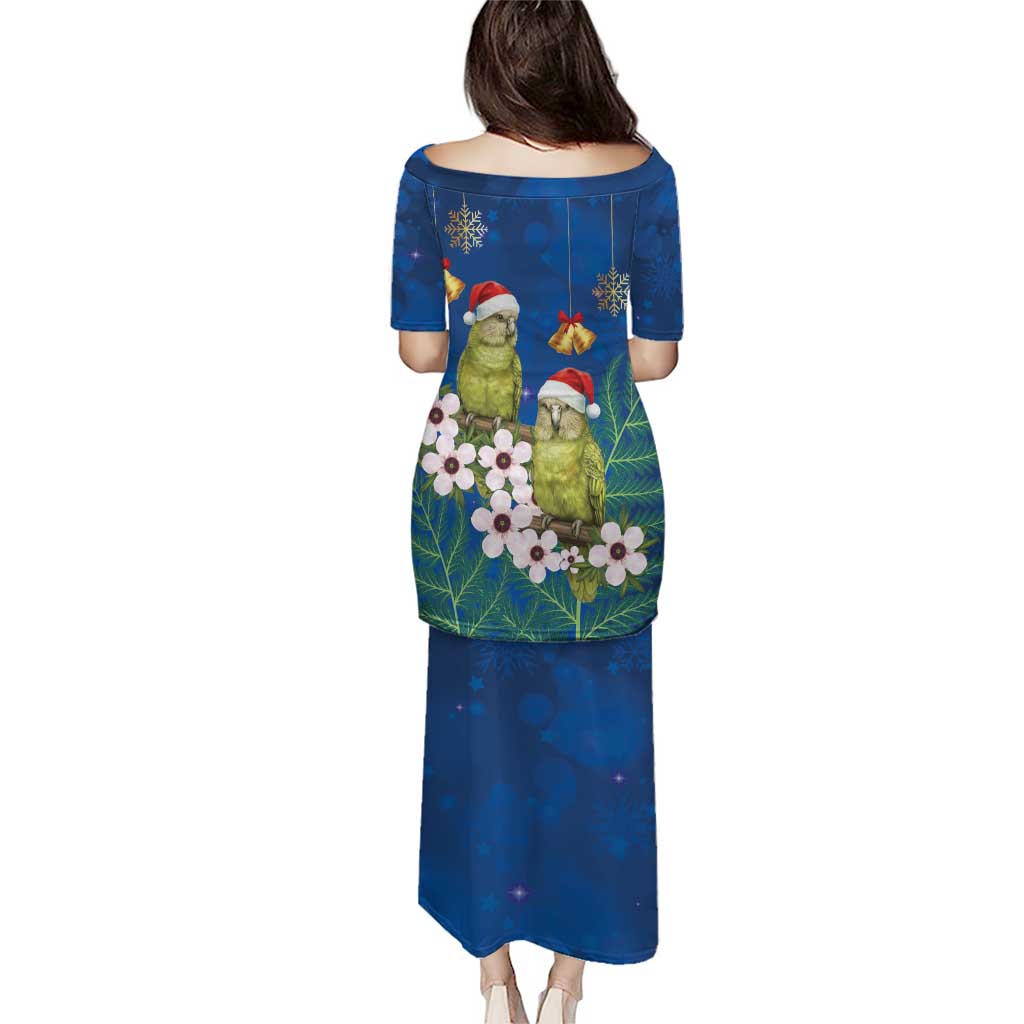 New Zealand Kakapo Christmas Puletasi Owl Parrot Santa Sliver Fern Manuka - Blue - Aussie Hoodie