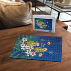 New Zealand Kakapo Christmas Puzzle Owl Parrot Santa Sliver Fern Manuka - Blue - Aussie Hoodie