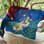 New Zealand Kakapo Christmas Quilt Owl Parrot Santa Sliver Fern Manuka - Blue - Aussie Hoodie