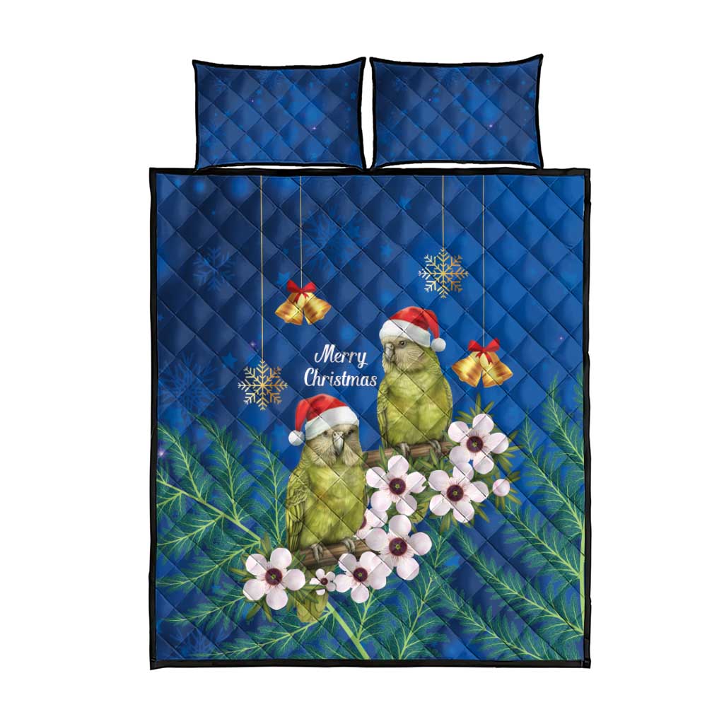 New Zealand Kakapo Christmas Quilt Bed Set Owl Parrot Santa Sliver Fern Manuka - Blue - Aussie Hoodie