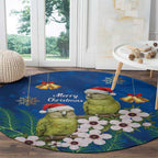 New Zealand Kakapo Christmas Round Carpet Owl Parrot Santa Sliver Fern Manuka - Blue - Aussie Hoodie