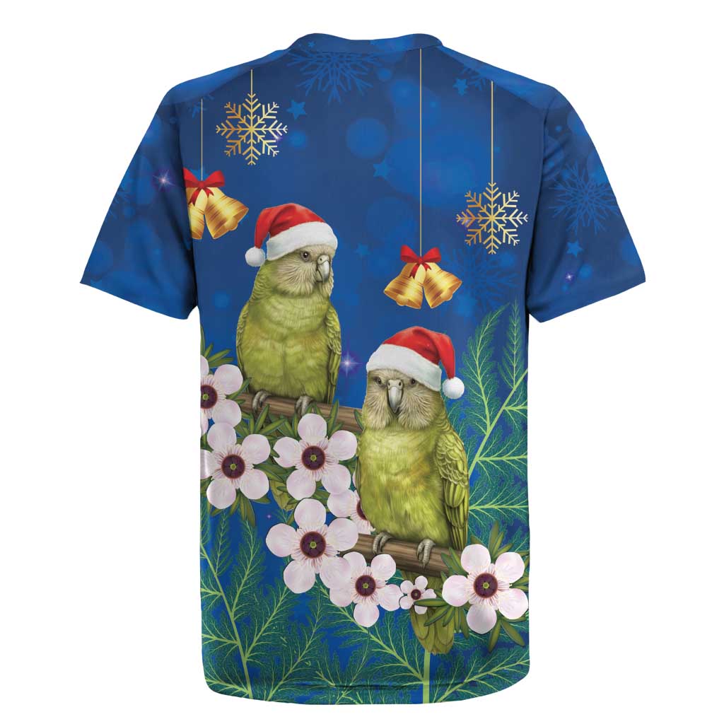 New Zealand Kakapo Christmas Rugby Jersey Owl Parrot Santa Sliver Fern Manuka - Blue - Aussie Hoodie