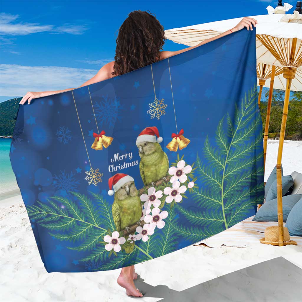 New Zealand Kakapo Christmas Sarong Owl Parrot Santa Sliver Fern Manuka - Blue - Aussie Hoodie