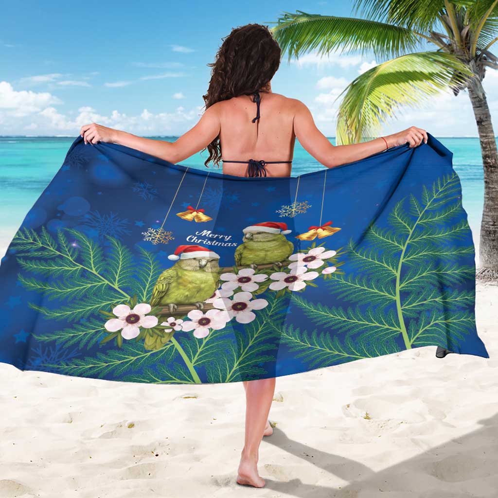 New Zealand Kakapo Christmas Sarong Owl Parrot Santa Sliver Fern Manuka - Blue - Aussie Hoodie