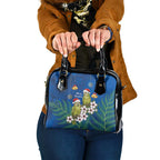 New Zealand Kakapo Christmas Shoulder Handbag Owl Parrot Santa Sliver Fern Manuka - Blue - Aussie Hoodie