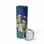New Zealand Kakapo Christmas Skinny Tumbler Owl Parrot Santa Sliver Fern Manuka - Blue - Aussie Hoodie