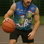 New Zealand Kakapo Christmas Sleeveless Zip Hoodie Owl Parrot Santa Sliver Fern Manuka - Blue LT14
