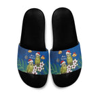 New Zealand Kakapo Christmas Slide Sandals Owl Parrot Santa Sliver Fern Manuka - Blue - Aussie Hoodie