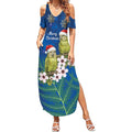 New Zealand Kakapo Christmas Summer Maxi Dress Owl Parrot Santa Sliver Fern Manuka - Blue - Aussie Hoodie