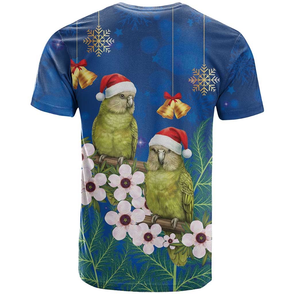 New Zealand Kakapo Christmas T Shirt Owl Parrot Santa Sliver Fern Manuka - Blue - Aussie Hoodie
