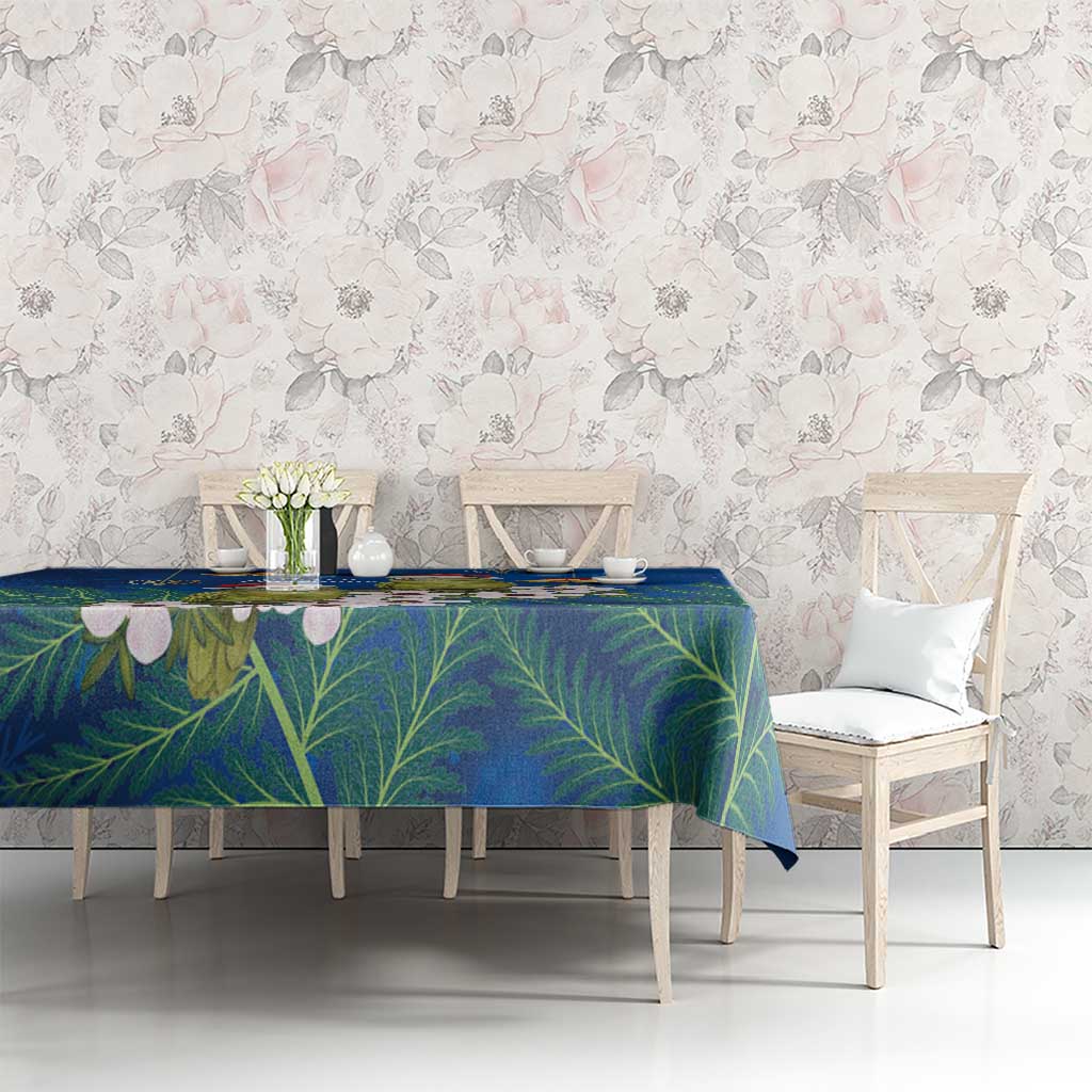 New Zealand Kakapo Christmas Tablecloth Owl Parrot Santa Sliver Fern Manuka - Blue - Aussie Hoodie