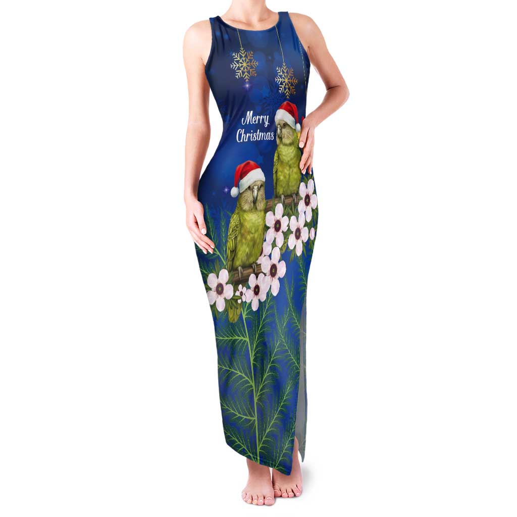 New Zealand Kakapo Christmas Tank Maxi Dress Owl Parrot Santa Sliver Fern Manuka - Blue - Aussie Hoodie