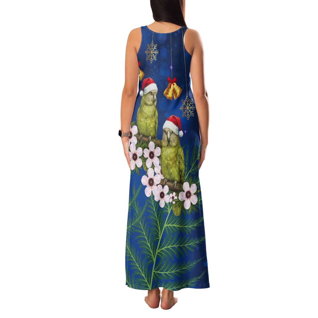 New Zealand Kakapo Christmas Tank Maxi Dress Owl Parrot Santa Sliver Fern Manuka - Blue - Aussie Hoodie
