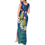 New Zealand Kakapo Christmas Tank Maxi Dress Owl Parrot Santa Sliver Fern Manuka - Blue - Aussie Hoodie