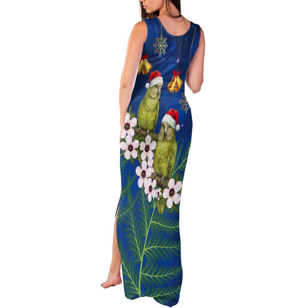 New Zealand Kakapo Christmas Tank Maxi Dress Owl Parrot Santa Sliver Fern Manuka - Blue - Aussie Hoodie