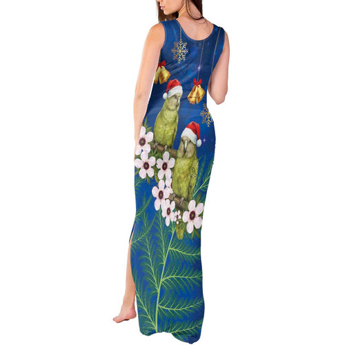 New Zealand Kakapo Christmas Tank Maxi Dress Owl Parrot Santa Sliver Fern Manuka - Blue - Aussie Hoodie