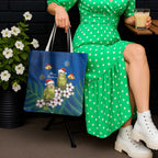 New Zealand Kakapo Christmas Tote Bag Owl Parrot Santa Sliver Fern Manuka - Blue - Aussie Hoodie