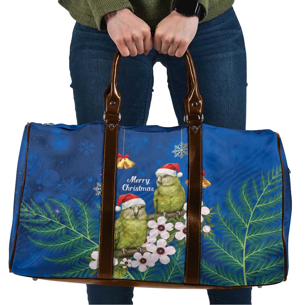 New Zealand Kakapo Christmas Travel Bag Owl Parrot Santa Sliver Fern Manuka - Blue - Aussie Hoodie