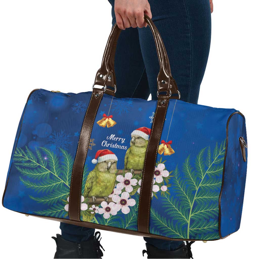 New Zealand Kakapo Christmas Travel Bag Owl Parrot Santa Sliver Fern Manuka - Blue - Aussie Hoodie