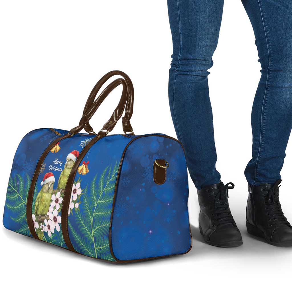 New Zealand Kakapo Christmas Travel Bag Owl Parrot Santa Sliver Fern Manuka - Blue - Aussie Hoodie