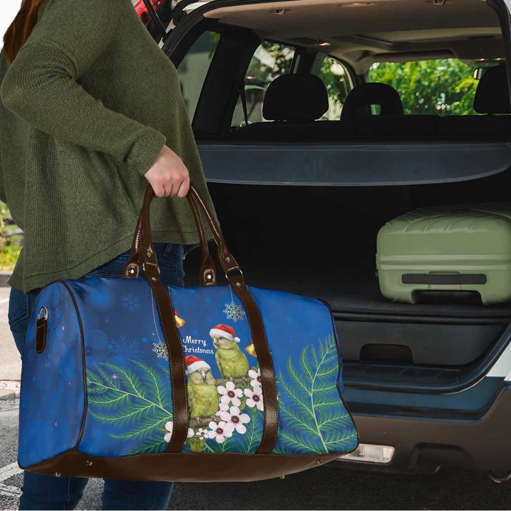 New Zealand Kakapo Christmas Travel Bag Owl Parrot Santa Sliver Fern Manuka - Blue - Aussie Hoodie