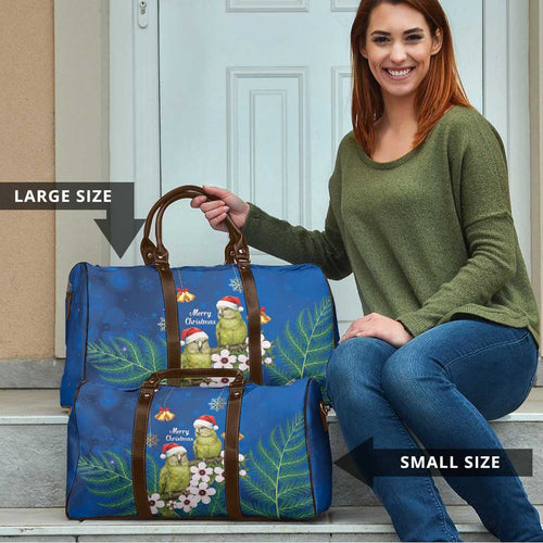 New Zealand Kakapo Christmas Travel Bag Owl Parrot Santa Sliver Fern Manuka - Blue - Aussie Hoodie