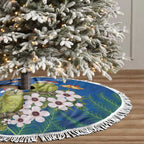 New Zealand Kakapo Christmas Tree Skirt Owl Parrot Santa Sliver Fern Manuka - Blue - Aussie Hoodie
