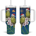 New Zealand Kakapo Christmas Tumbler With Handle Owl Parrot Santa Sliver Fern Manuka - Blue - Aussie Hoodie