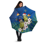 New Zealand Kakapo Christmas Umbrella Owl Parrot Santa Sliver Fern Manuka - Blue - Aussie Hoodie