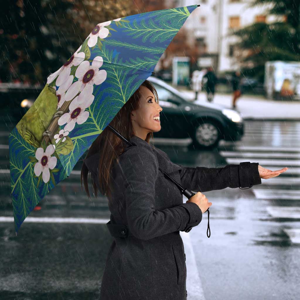 New Zealand Kakapo Christmas Umbrella Owl Parrot Santa Sliver Fern Manuka - Blue - Aussie Hoodie