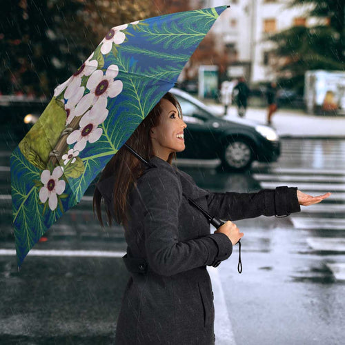 New Zealand Kakapo Christmas Umbrella Owl Parrot Santa Sliver Fern Manuka - Blue - Aussie Hoodie