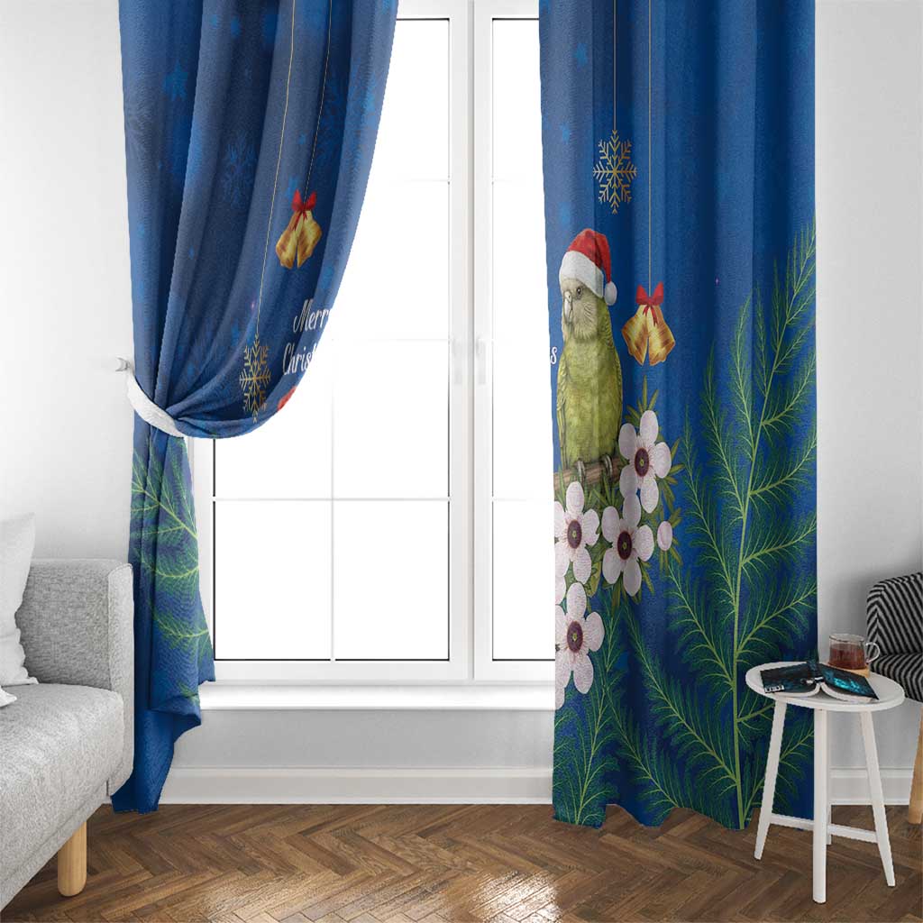 New Zealand Kakapo Christmas Window Curtain Owl Parrot Santa Sliver Fern Manuka - Blue - Aussie Hoodie