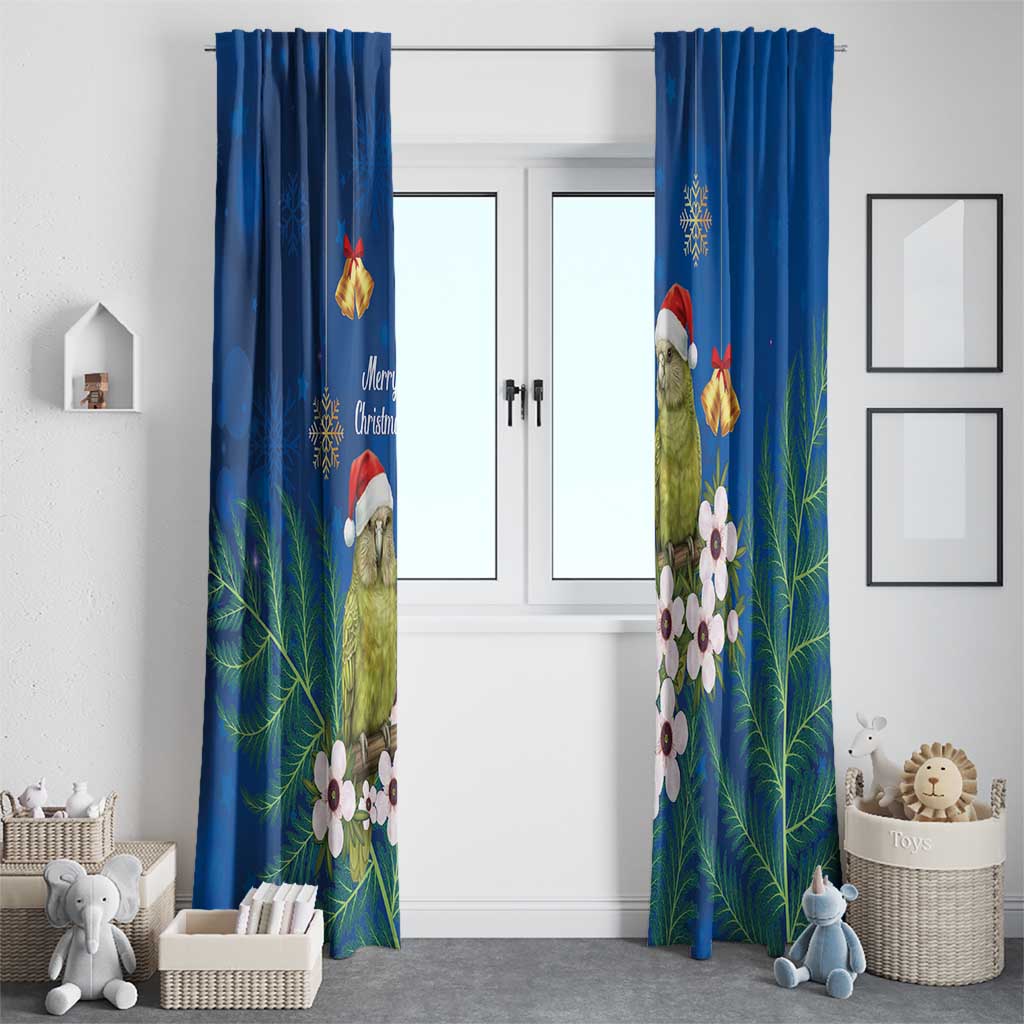 New Zealand Kakapo Christmas Window Curtain Owl Parrot Santa Sliver Fern Manuka - Blue - Aussie Hoodie