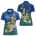 New Zealand Kakapo Christmas Women Polo Shirt Owl Parrot Santa Sliver Fern Manuka - Blue - Aussie Hoodie