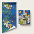 New Zealand Kakapo Christmas Wrapping Paper Owl Parrot Santa Sliver Fern Manuka - Blue - Aussie Hoodie