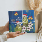 New Zealand Kakapo Christmas Wrapping Paper Owl Parrot Santa Sliver Fern Manuka - Blue - Aussie Hoodie