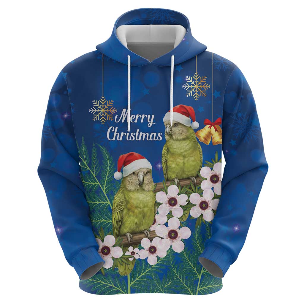 New Zealand Kakapo Christmas Zip Hoodie Owl Parrot Santa Sliver Fern Manuka - Blue - Aussie Hoodie