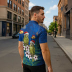 New Zealand Kakapo Christmas Zipper Polo Shirt Owl Parrot Santa Sliver Fern Manuka - Blue - Aussie Hoodie